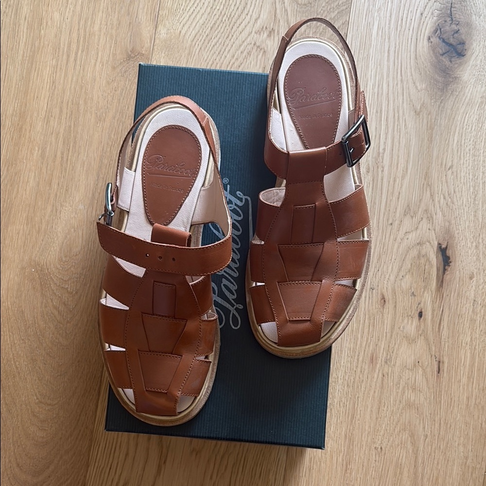 Paraboot made in France brown leather fisherman sandals size 7.5